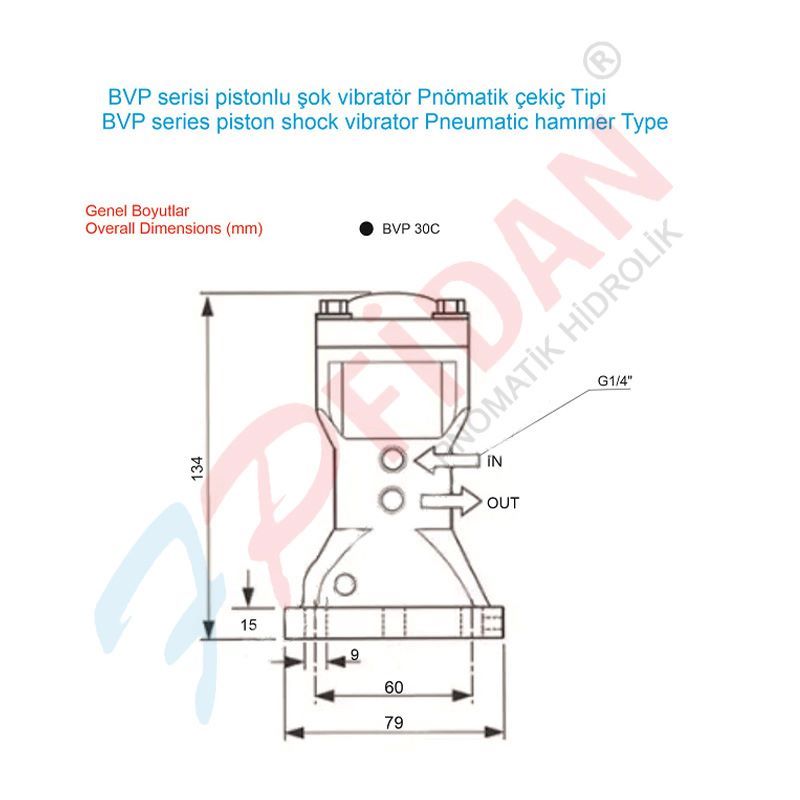 BVP-30C PİSTONLU ÇEKİÇ TİPİ PNÖMATİK VİBRATÖR