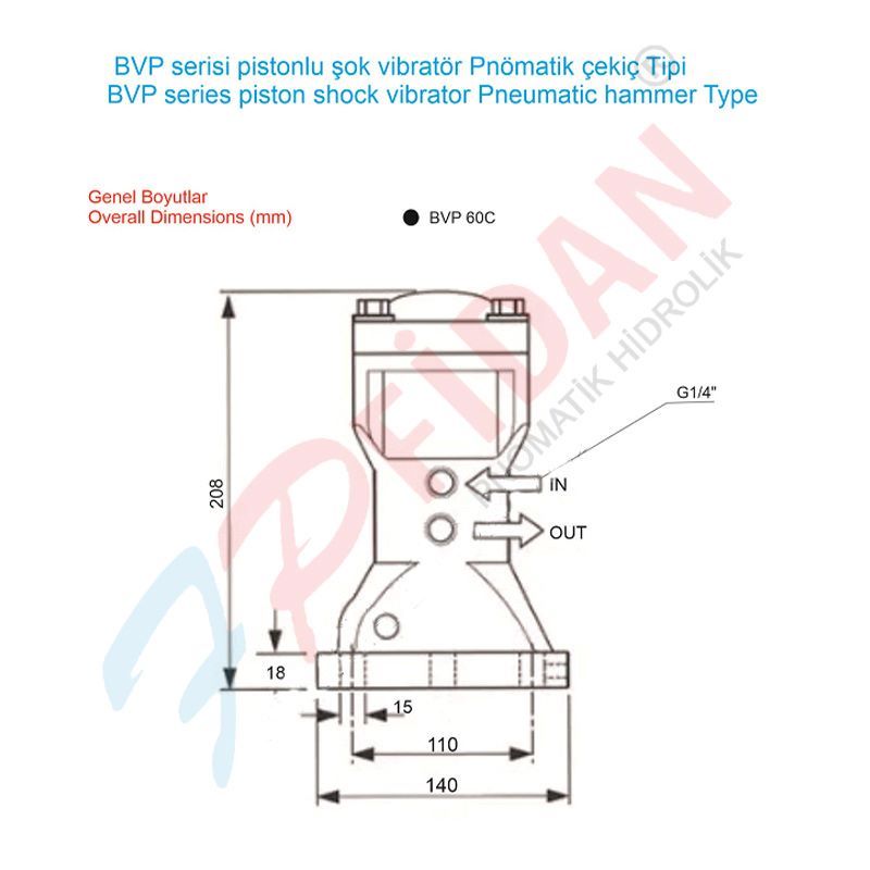 BVP-60C PİSTONLU ÇEKİÇ TİPİ PNÖMATİK VİBRATÖR