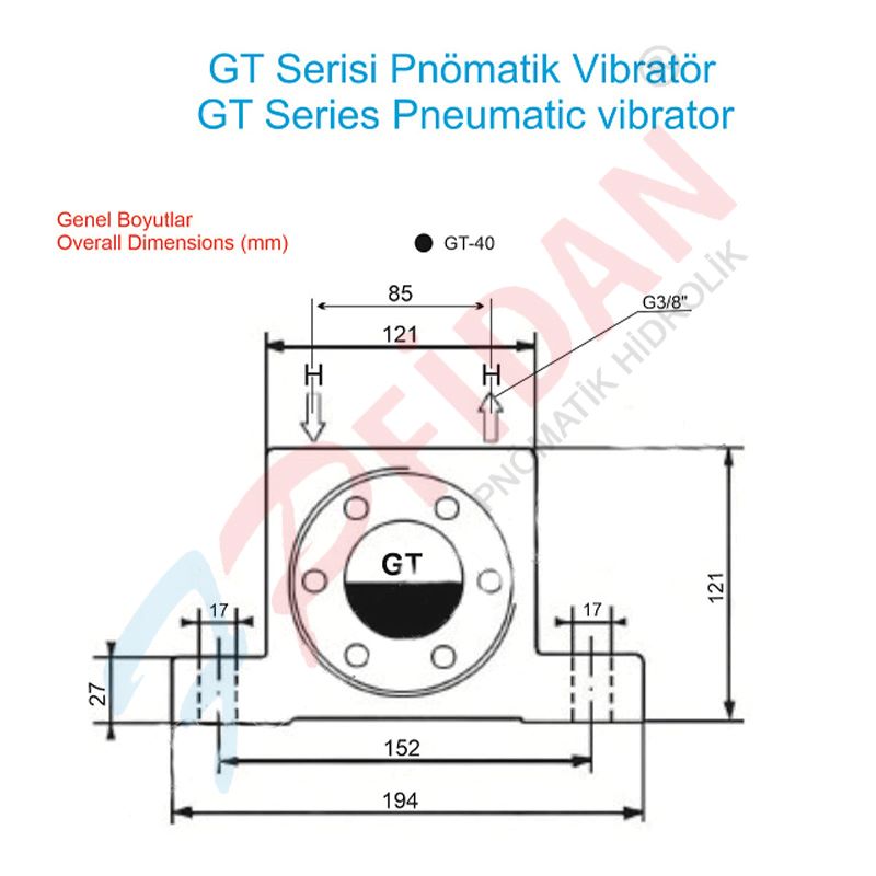 GT-40 TÜRBİNLİ PNÖMATİK VİBRATÖR