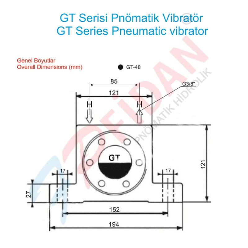 GT-48 TÜRBİNLİ PNÖMATİK VİBRATÖR