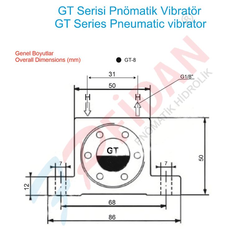 GT-8 TÜRBİNLİ PNÖMATİK VİBRATÖR