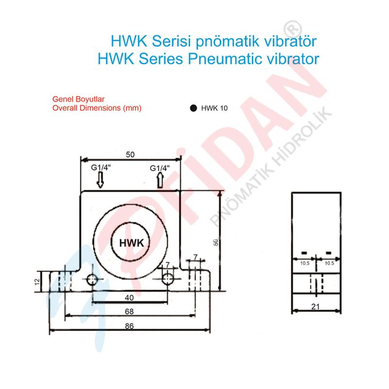 HWK-10 BİLYALI PNÖMATİK VİBRATÖR