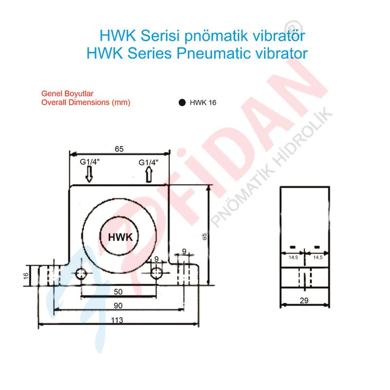 HWK-16 BİLYALI PNÖMATİK VİBRATÖR