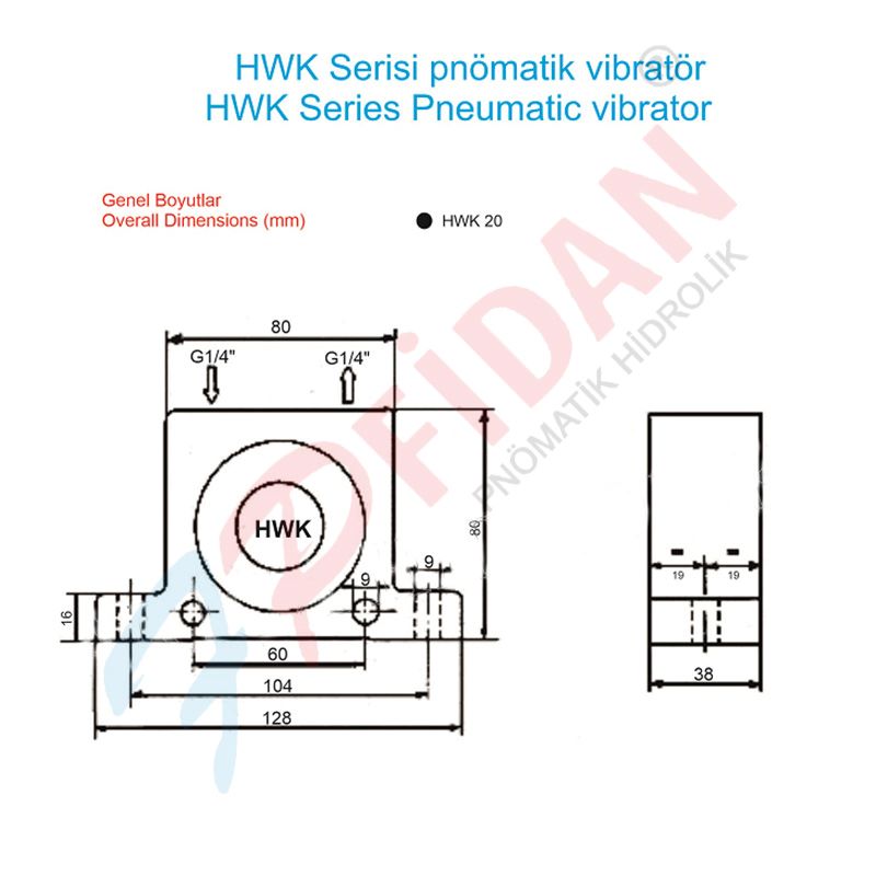 HWK-20 BİLYALI PNÖMATİK VİBRATÖR