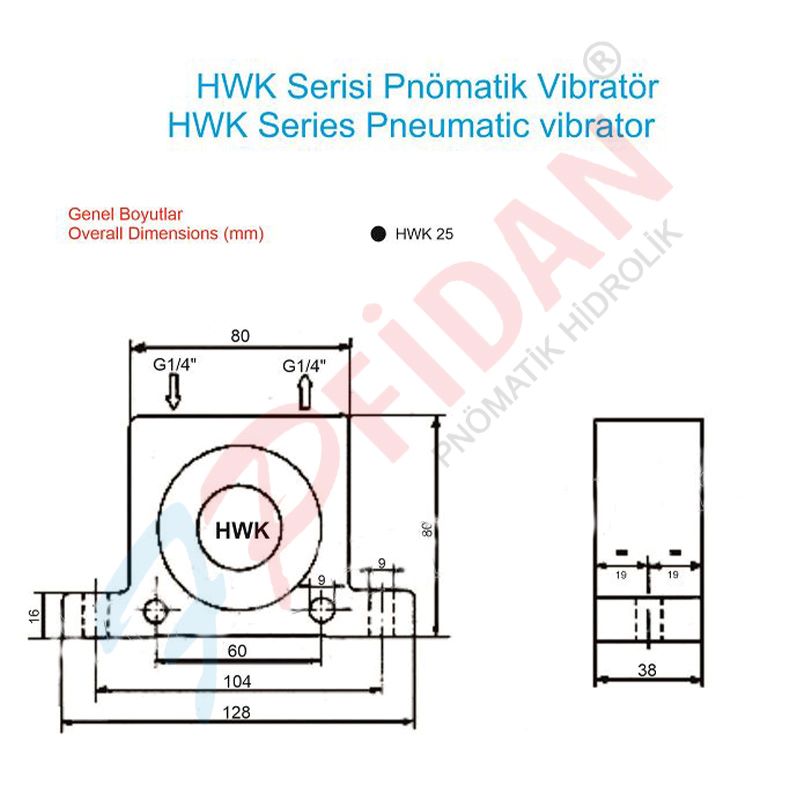 HWK-25 BİLYALI PNÖMATİK VİBRATÖR