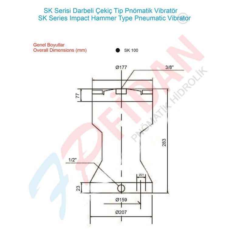 SK-100 DARBELİ ÇEKİÇ TİP PNÖMATİK VİBRATÖR