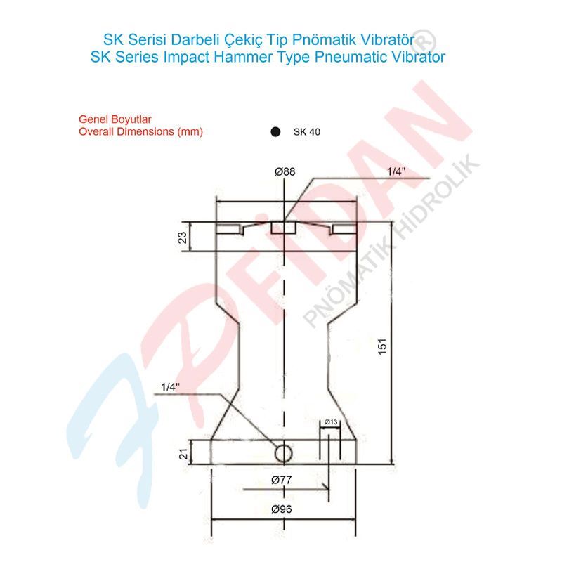 SK-40 DARBELİ ÇEKİÇ TİP PNÖMATİK VİBRATÖR