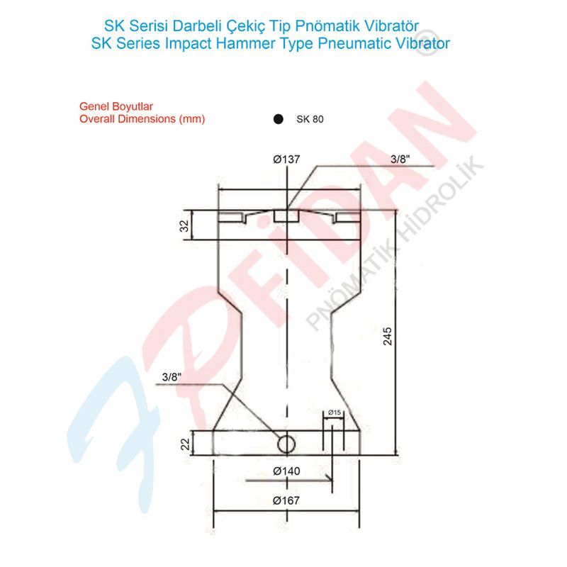 SK-80 DARBELİ ÇEKİÇ TİP PNÖMATİK VİBRATÖR